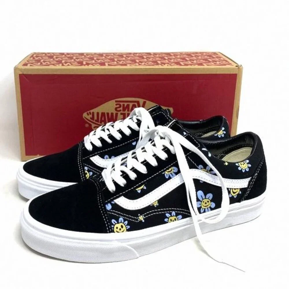 VANS Old Skool Low Top Black Floral Suede Canvas VN0A5JMIY23 Sneakers Size Women